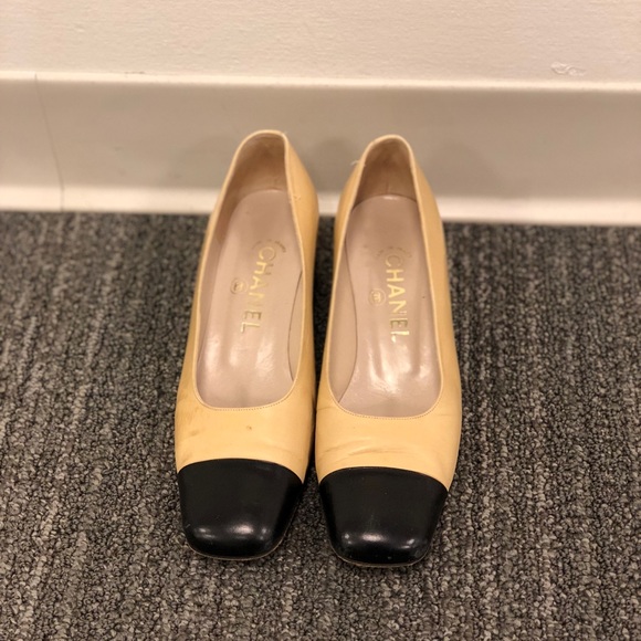 CHANEL Shoes - Chanel Leather Cap Toe Pumps